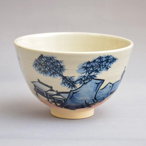 茶箱用茶碗 茶道具 手塚桐鳳 作 茶箱用 古染付山水文茶碗 三点セット