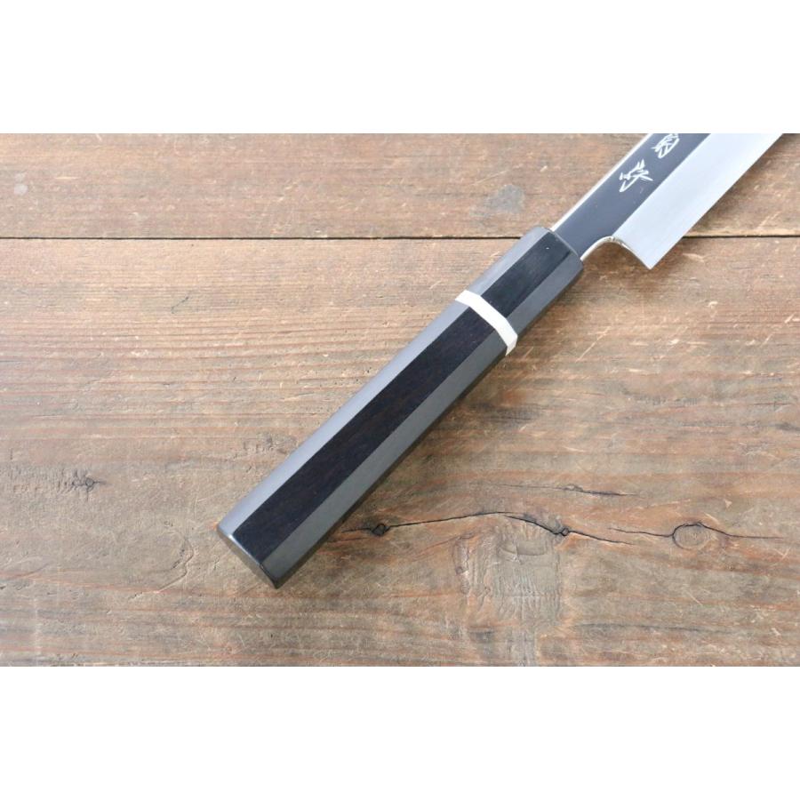 堺 菊守 R2/SG2 鏡面仕上げ 切付柳刃包丁 300mm 黒檀柄 (白輪） : 清助