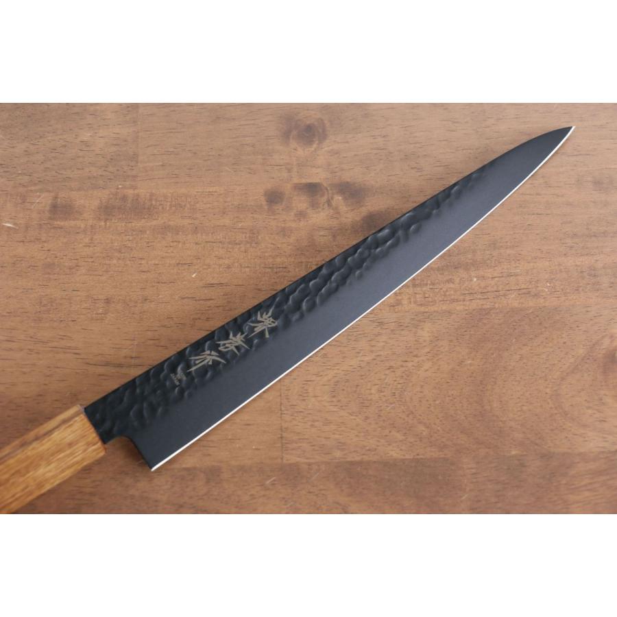堺 孝行 黒影 V金10号 鎚目 テフロン加工 筋引包丁 和包丁 240mm 樫焼