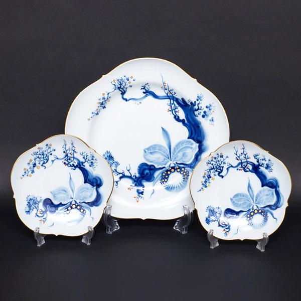 マイセン ブルーオーキッド（レッド＆ゴールド） プレートセット