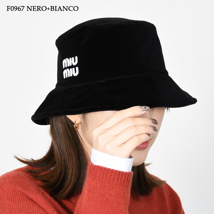 miu miu（ミュウミュウ） ロゴ ベルベットバケットハット 帽子