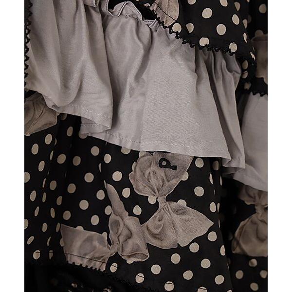 PINK HOUSE（ピンクハウス） 水玉りぼんプリントパッチワークスカート