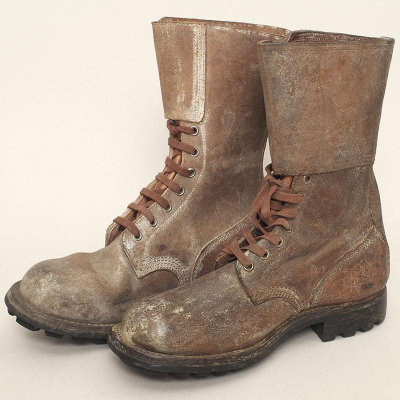 フランス軍 2バックル コンバットブーツ レザー ブラウン USED FB071NN