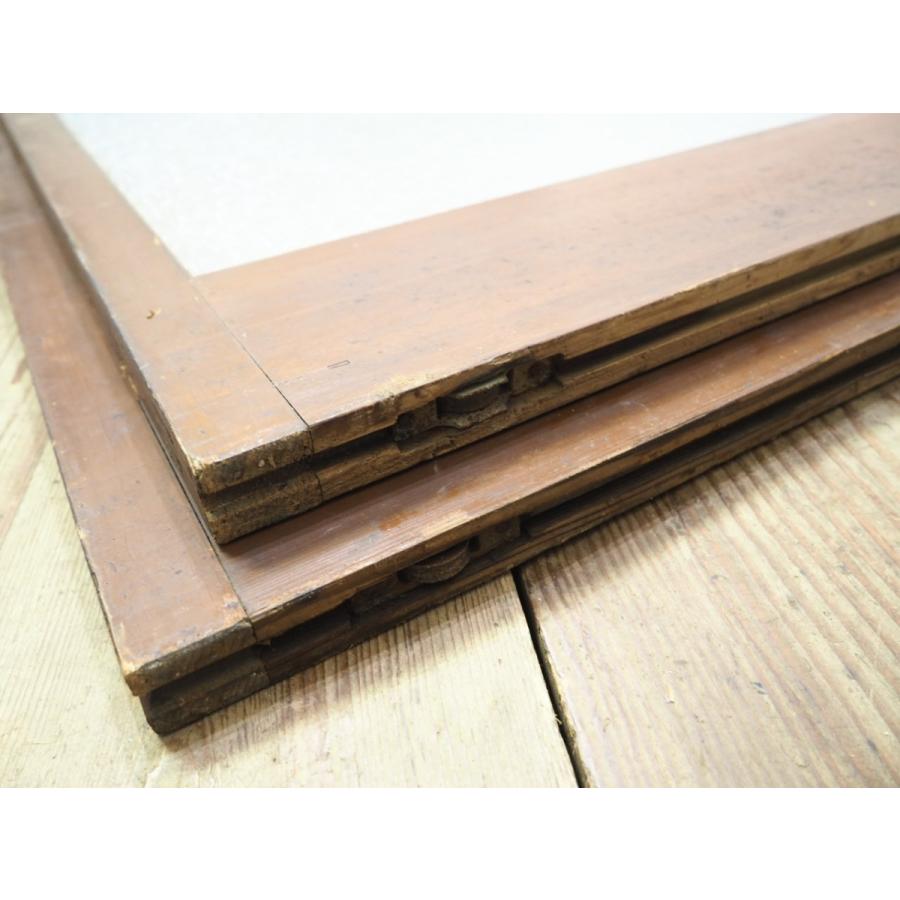 タY0106◇【H179cm×W68cm】×2枚◇レトロなデザインガラスの古い木枠