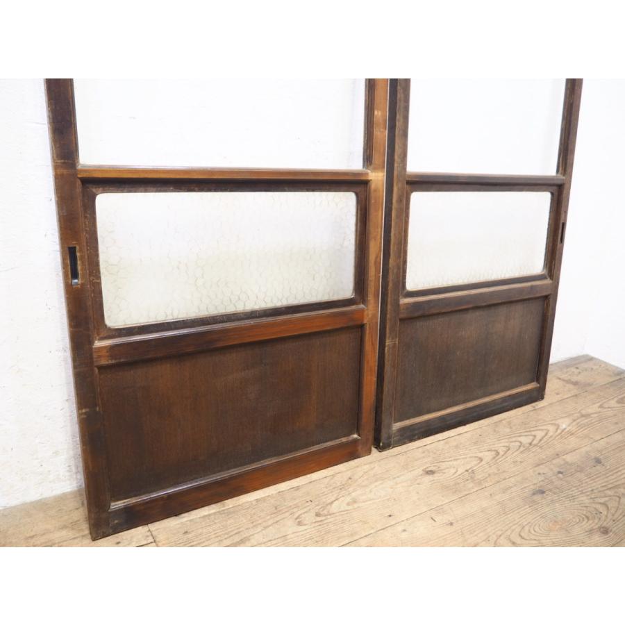 戦前 古い木枠ゆらゆらガラス戸2分割 てんぽ建具古家具仕切り古民家 タ