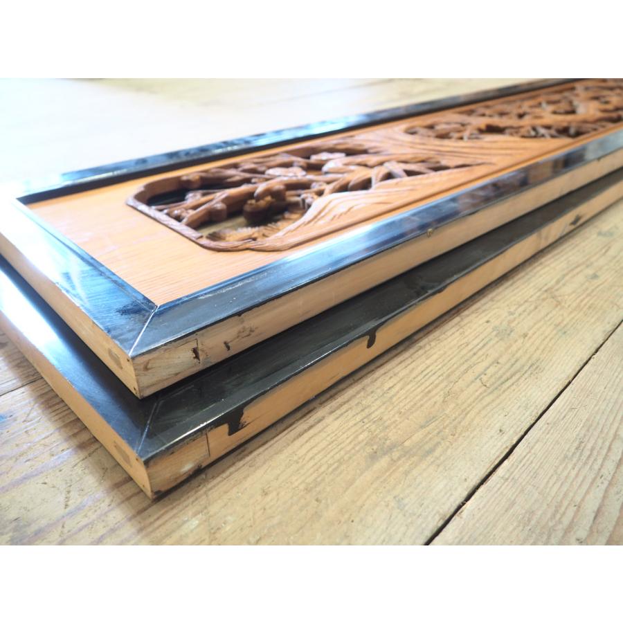 タL0662◇【H37,5cm×W171cm】×2枚◇木彫りデザインのレトロな古い木製