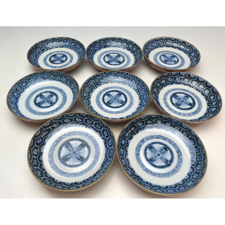 趣楽】 明治時代 古伊万里細密絵付け蓋茶碗 八客 高級和食器 本物保証