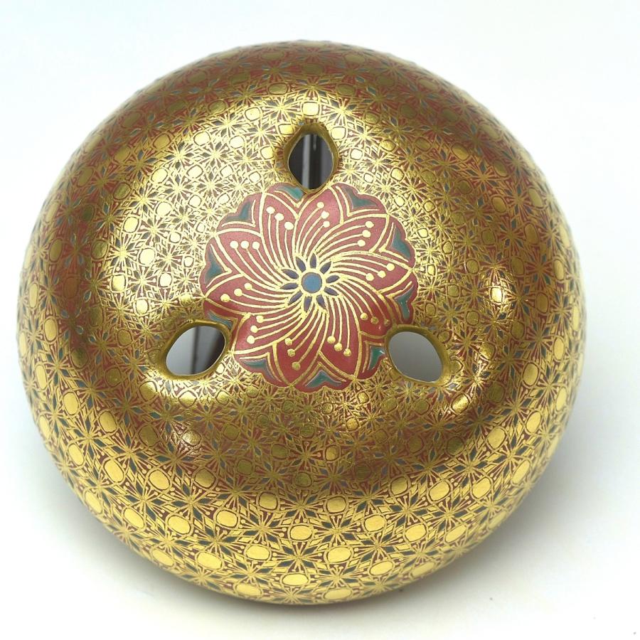 趣楽】 希少 四代 上出喜山 最上手作品 金襴手五彩小紋文様香炉 共箱