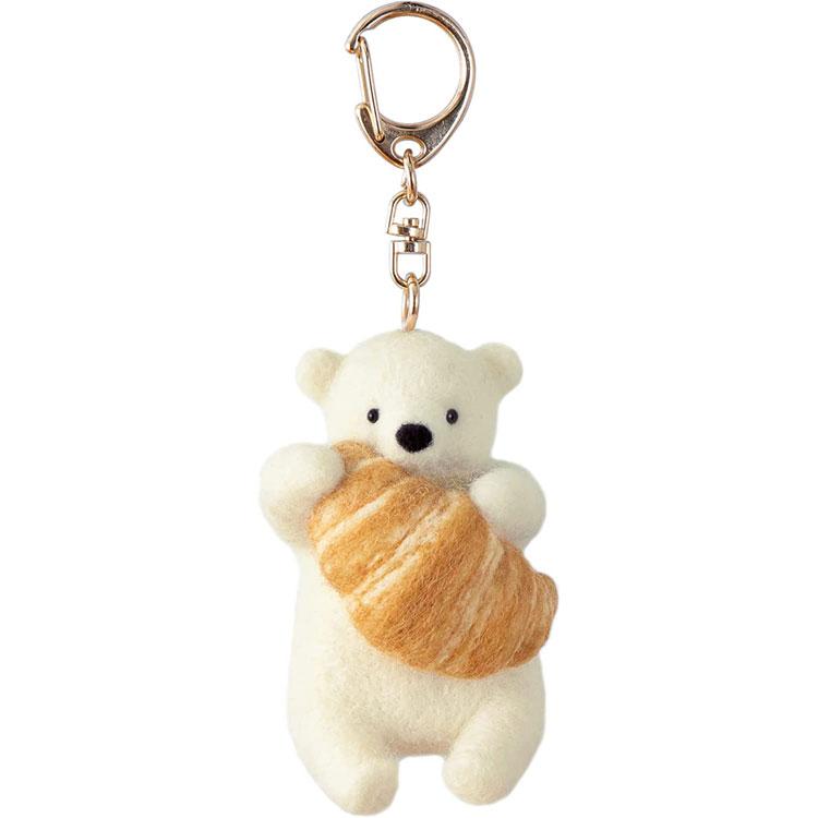 スターターセット付き クロワッサンを持ったシロクマのキーホルダー