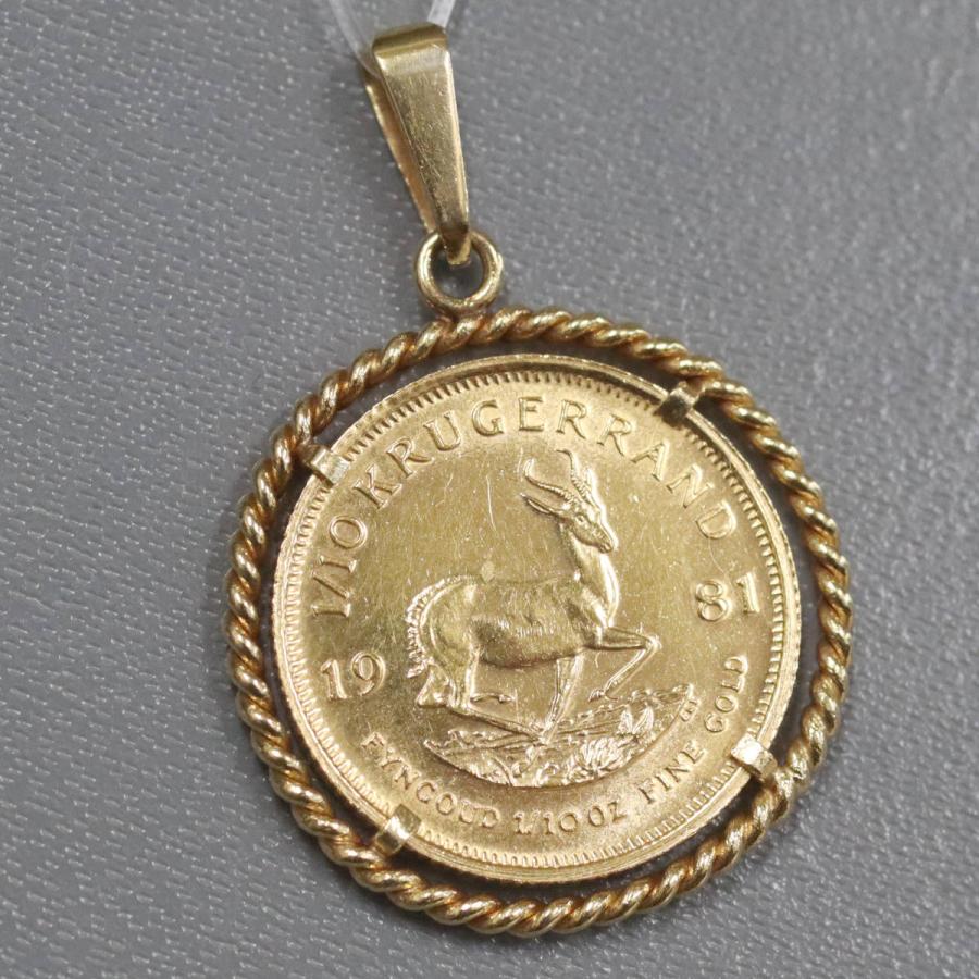 K22/750ペンダントトップ クルーガーランド金貨 1/10oz 4.4g 1981年 1