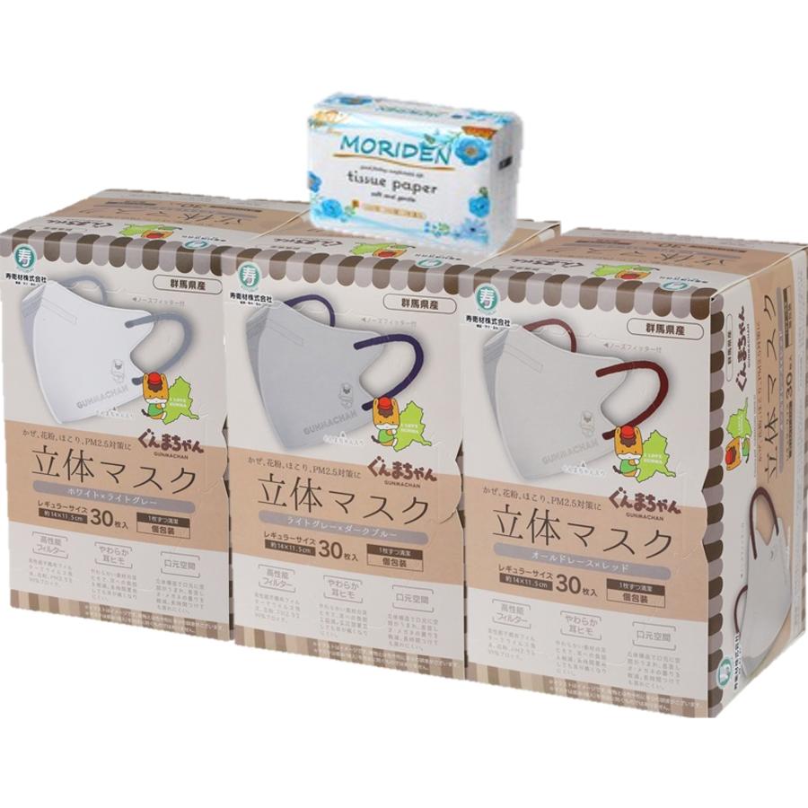 3色セット ぐんまちゃん 立体マスク レギュラーサイズ(個包装) ライト