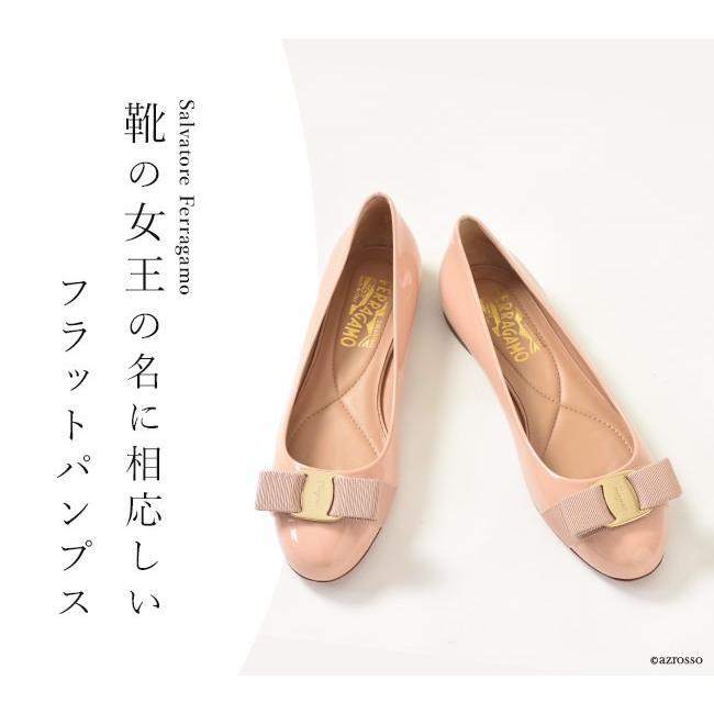 FERRAGAMO（フェラガモ） エナメル フラット パンプス ぺたんこ リボン