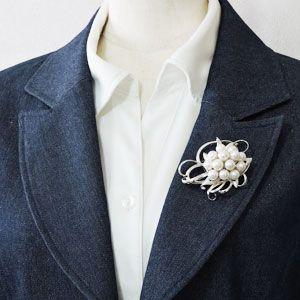 パール ブローチ パールブローチ フォーマル 帯留め 真珠 真珠帯留め