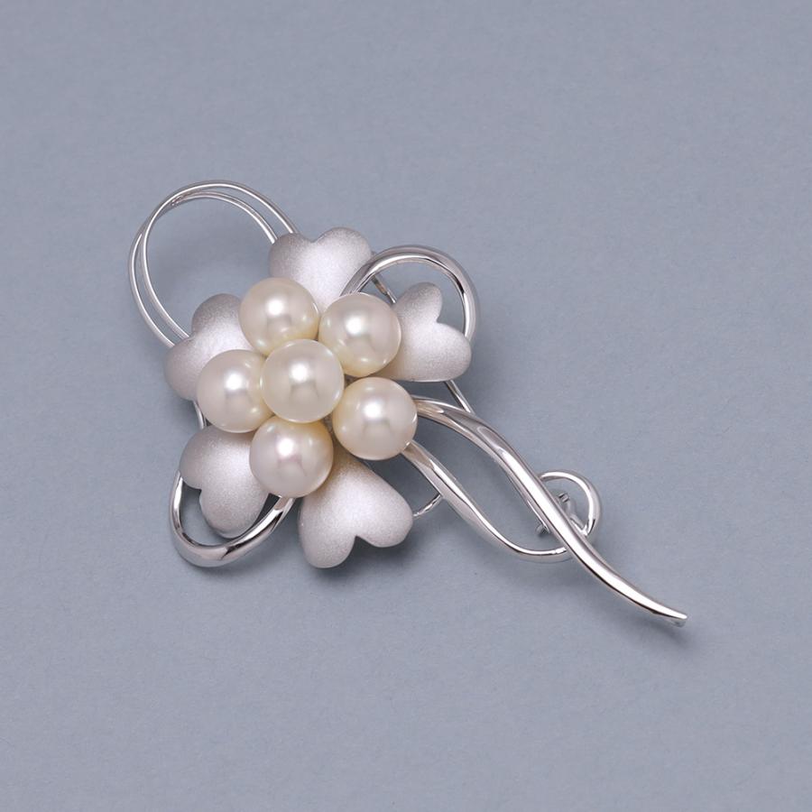 パール ブローチ フォーマル 花 フラワー 本真珠 あこや アコヤ 7mm
