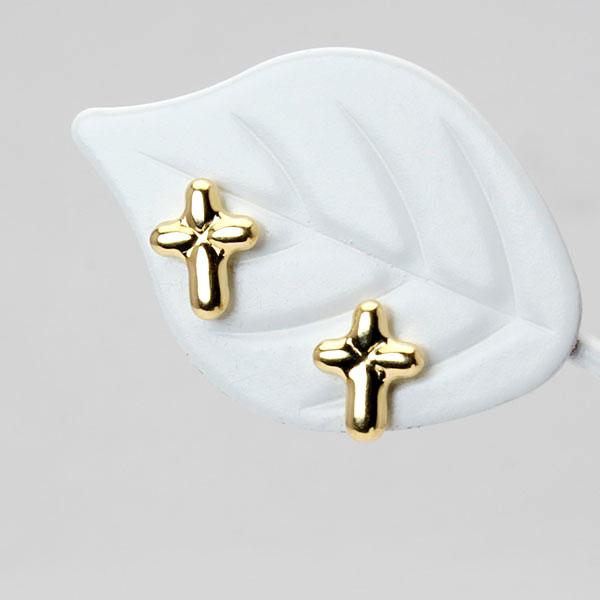 ピアス クロスピアス k18 18k 18金 イエローゴールド スタッドピアス