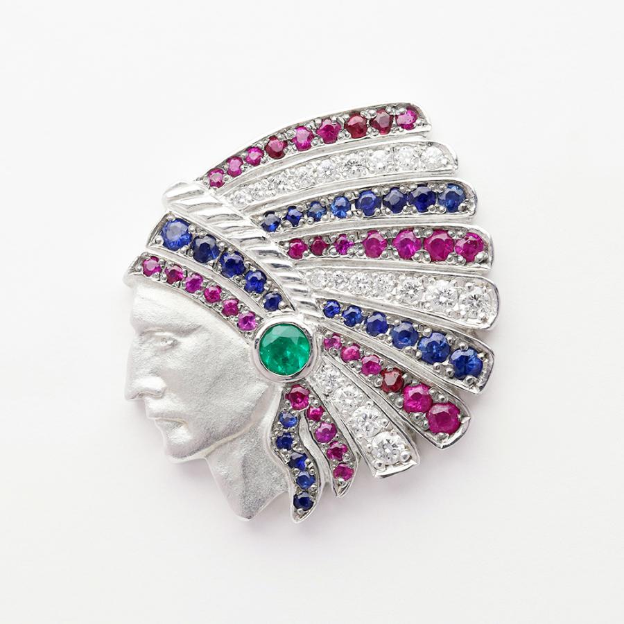 メンズ ラペルピン ピンブローチ ダイヤモンド エメラルド ルビー