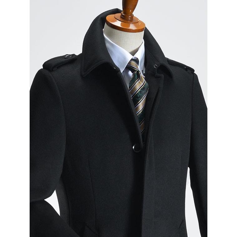 スーツスタイルMARUTOMI ロングコート ウールカシミヤ混 ブラック 黒