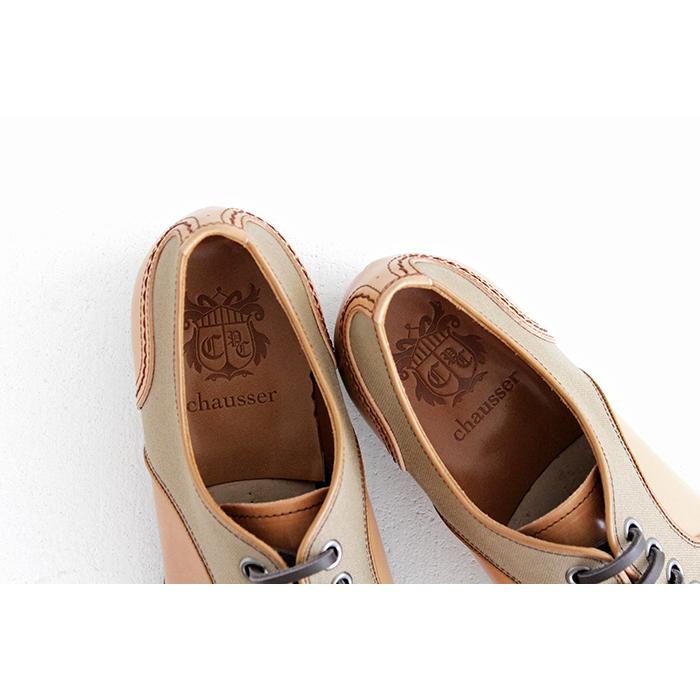 chausser（ショセ） ナチュラルコードバン プレーントゥ レースアップ