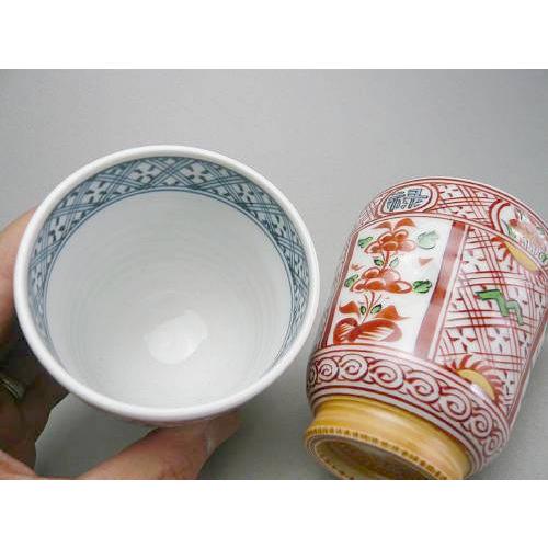 京焼 清水焼 赤絵福禄寿夫婦湯呑み : 松韻堂 Yahoo!店 - 通販 - Yahoo
