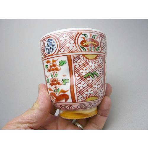 京焼 清水焼 赤絵福禄寿夫婦湯呑み : 松韻堂 Yahoo!店 - 通販 - Yahoo