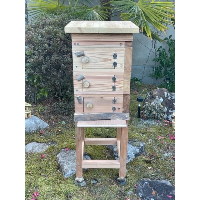 Freddo】日本みつばち用 飼育箱 重箱式巣箱 観察窓3窓付 三角バー