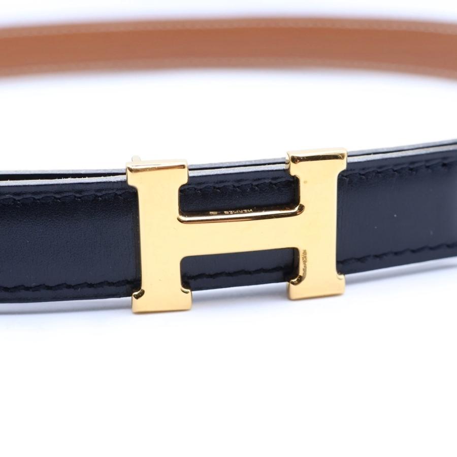 HERMES（エルメス） コンスタンスHベルト ブラック×ブラウン レザー