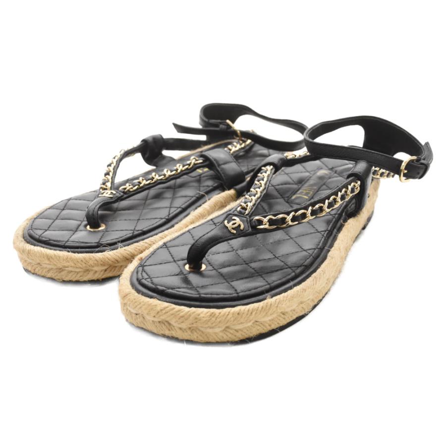 CHANEL（シャネル） ココマーク チェーンレザー キルティングサンダル