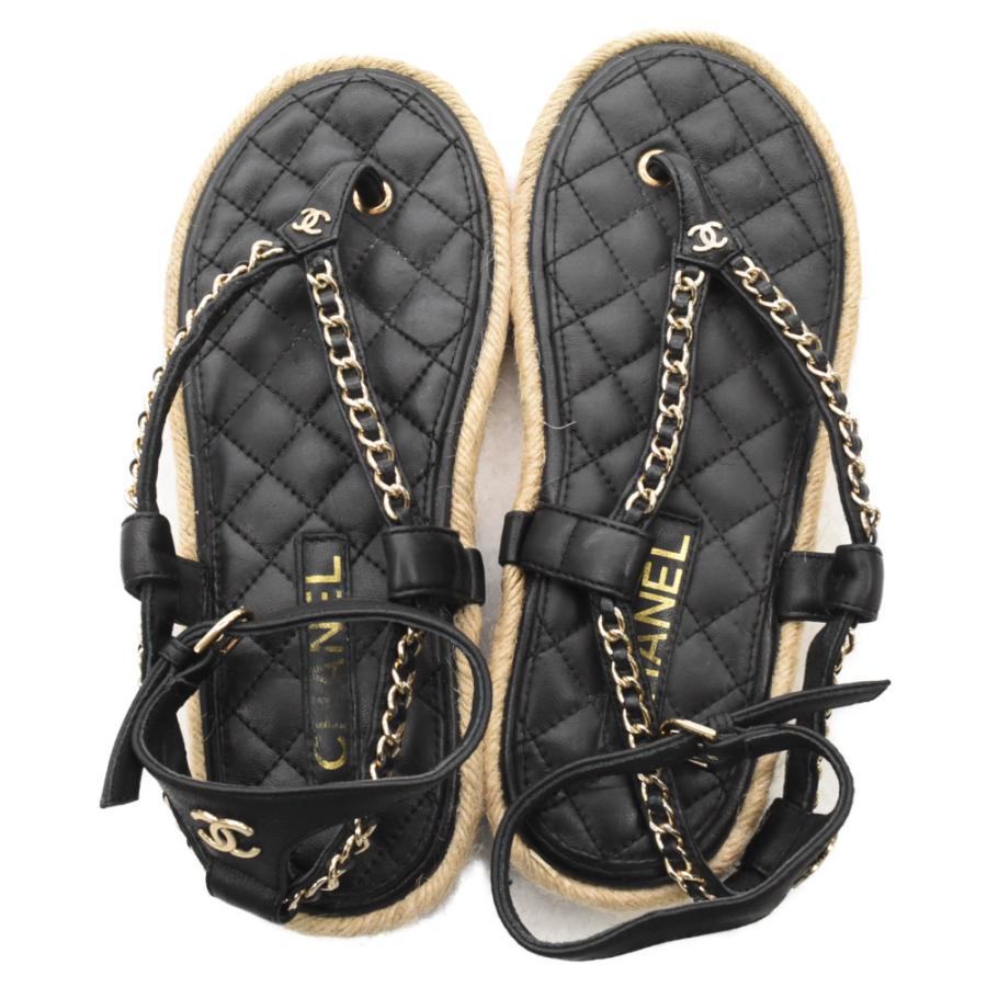 CHANEL（シャネル） ココマーク チェーンレザー キルティングサンダル