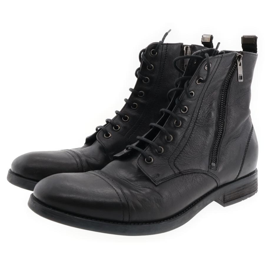 DIESEL（ディーゼル） サイドジップレースアップブーツ レザーブーツ