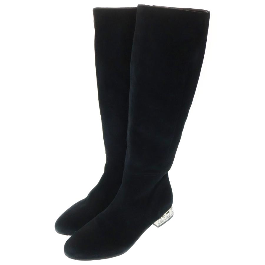 miumiu ミュウミュウ ビジュー クリスタル ヒール スウェードレザー