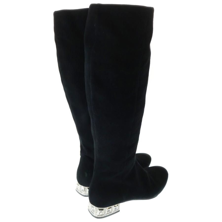 miumiu ミュウミュウ ビジュー クリスタル ヒール スウェードレザー