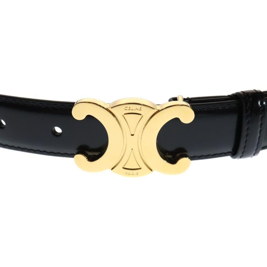 CELINE（セリーヌ） トリオンフ ベルト ブラック レザー ゴールド金具