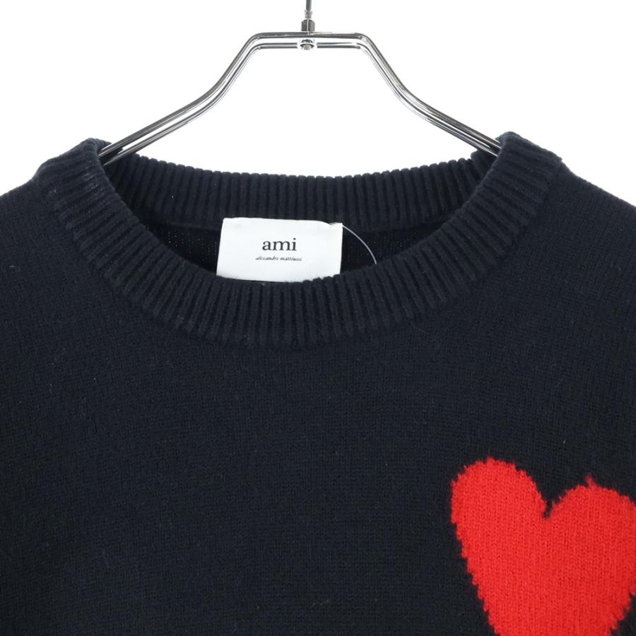 ami paris アミパリス ハートロゴジャガード ボーダー ウール クルー