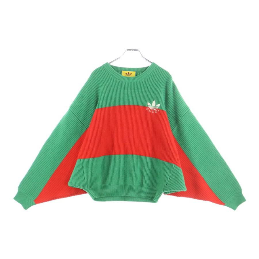 GUCCI（グッチ） ×adidas アディダス ロゴ刺繍2トーンクルーネック