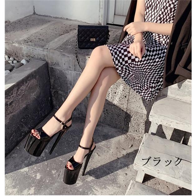 サイズ有22.5〜25.5】厚底サンダル 超ハイヒール 前厚 美脚 ヒール20cm