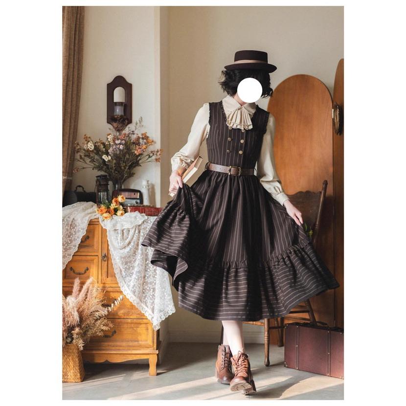 ロリータ ワンピース ジャンパースカート 春 トップス ミモレ丈