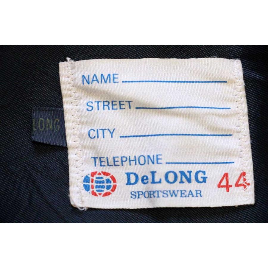 70s DeLONGデロング メルトン ウール 袖革スタジャン 紫×ベージュ 44L