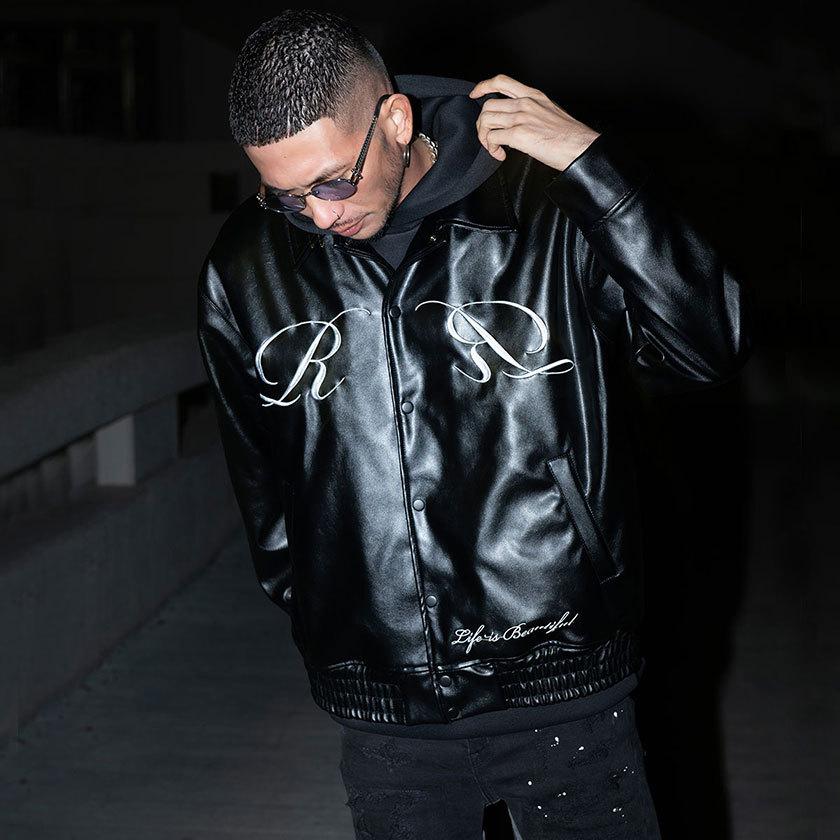 RAZZIS スタジャン メンズ レディース ブルゾン 刺繍 PUレザー