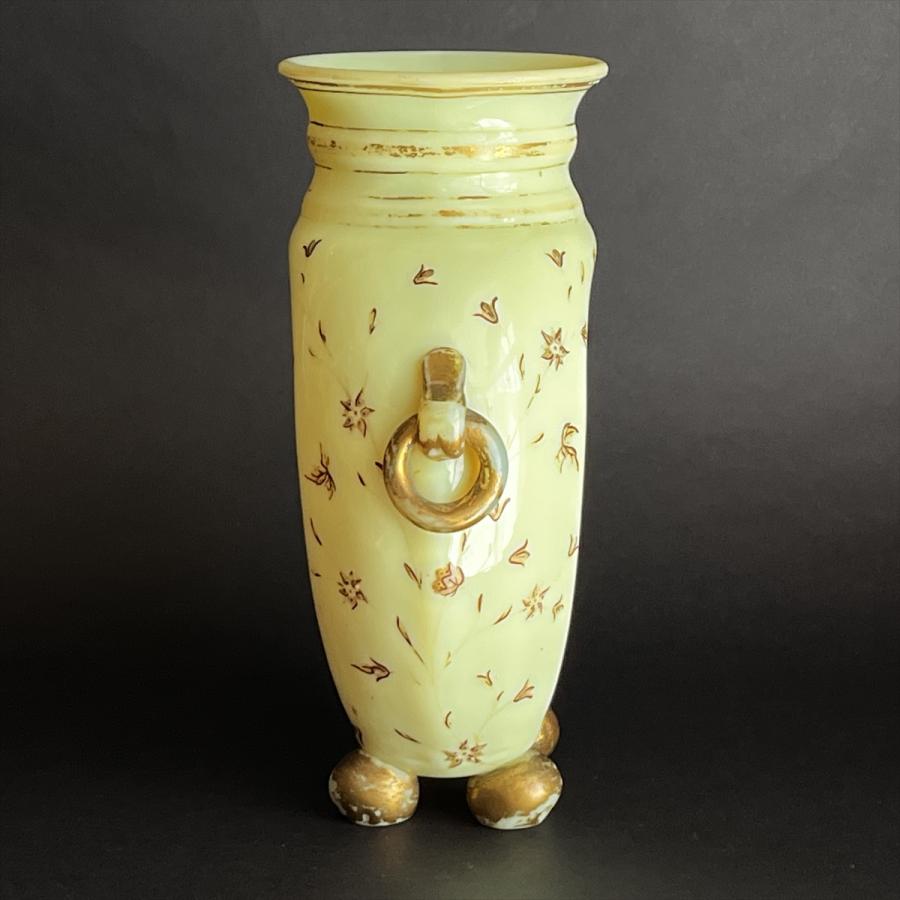 アンティーク オールドバカラ オパーリングラス 金彩エナメルハンド