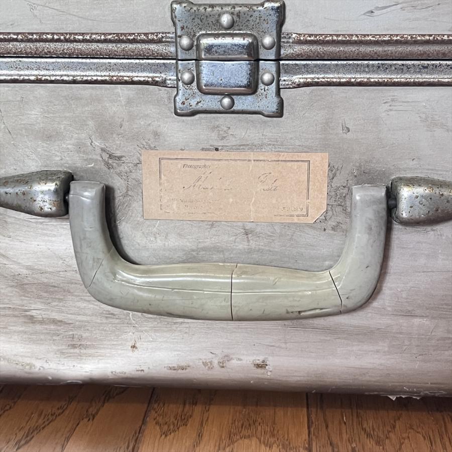 ヴィンテージ 昭和レトロ アルミトランク スーツケース カギ無 : SK