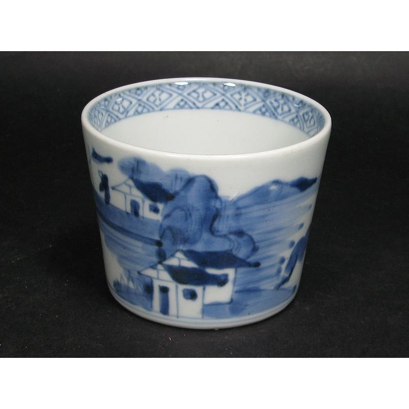 古伊万里 染付 山水文 見込み帆掛け舟 蛇の目高台 蕎麦猪口 (23) : SK