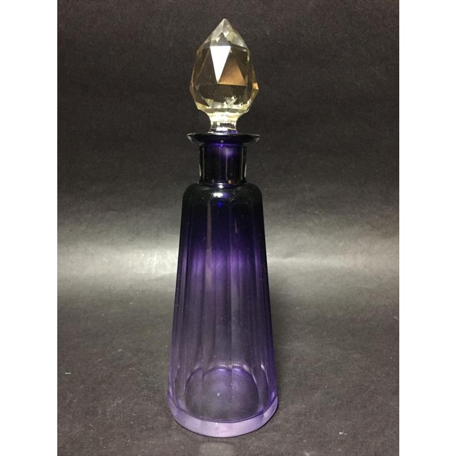 ヴィンテージ カットグラス 工芸ガラス 切子 香水瓶 栓付瓶 : SK STORE