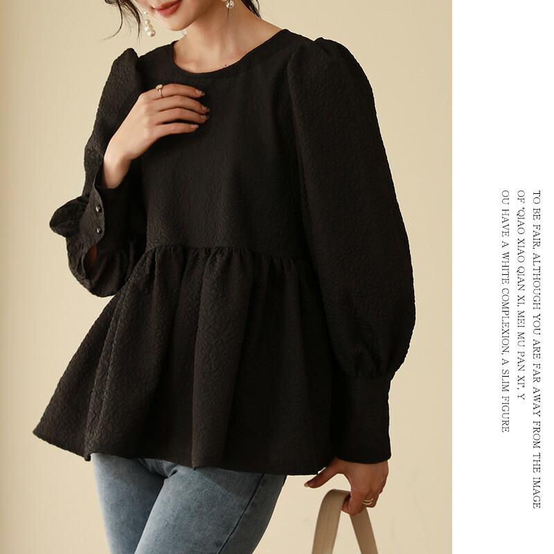 FLAIR ブラウス ペプラム トップス 長袖 レディース チュニック ふくれ