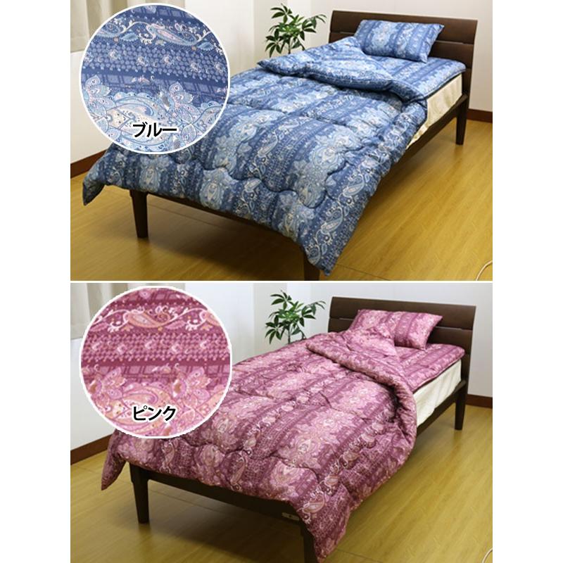 昭和西川 合繊布団3点セット（ペイズリー柄）シングル ロングサイズ SL