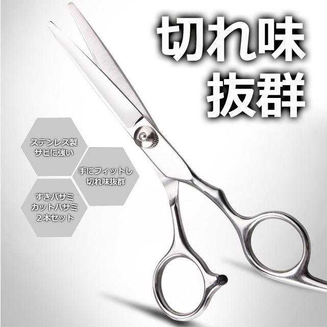 2本セット/美容師 ステンレスハサミ 専用ケース付 高級モデル ヘア