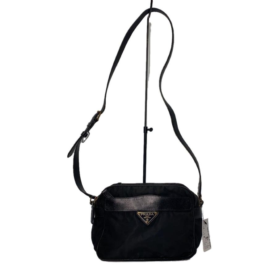PRADA◇ショルダーバッグ/ナイロン/BLK/1BH218/破れ・擦れ・ファスナー