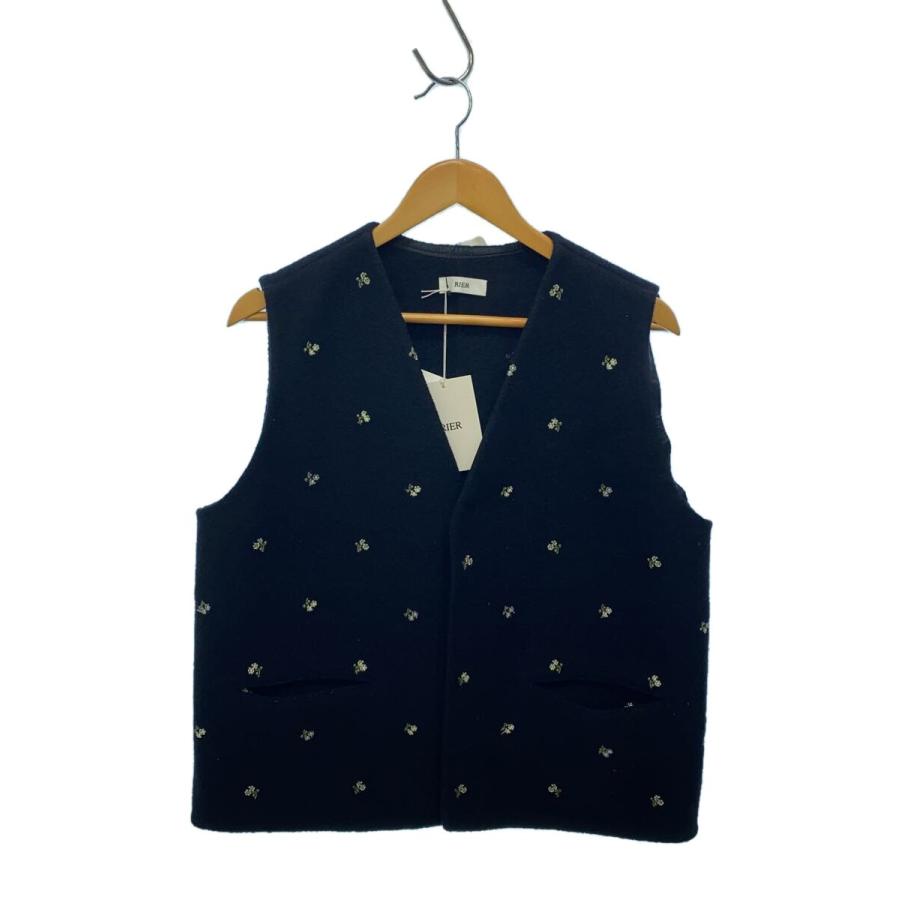 RIER◇25ss/WALKER GILET FLOWERS/ベスト/S/ウール/114-73-02/ブラック