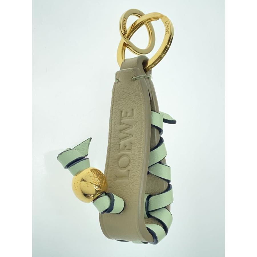 LOEWE◇CROSS BRAIDED KEYRING/キーリング/レザー/GRN/レディース