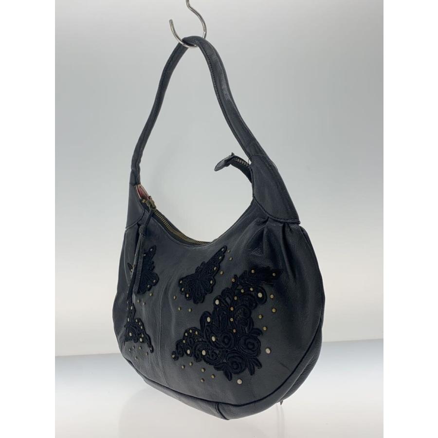 ANNA SUI◇バタフライ刺繍/Y2K/レザー/BLK// : セカンドストリート
