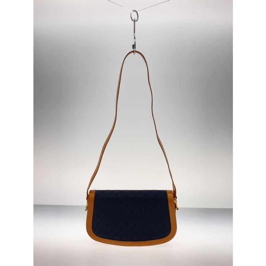 GUCCI◇オールドグッチ/ショルダーバッグ/キャンバス/レザー/NVY/GG